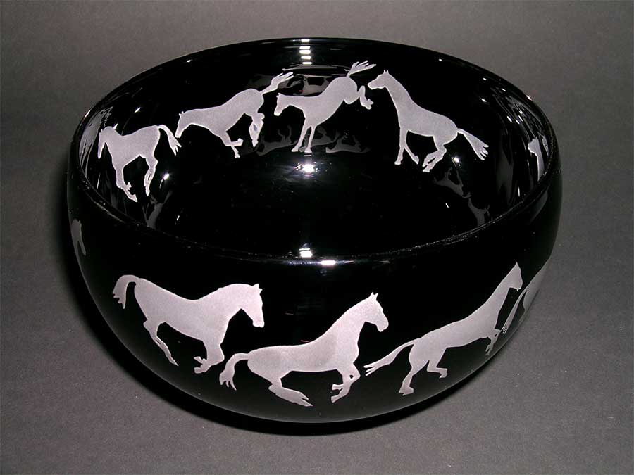 Correia Art Glass: Horses Bowl | Rendezvous Gallery