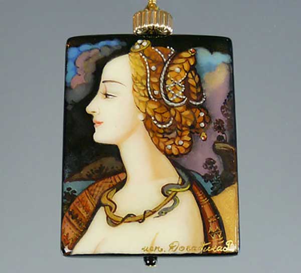Bess Heitner:  	Renaissance Lady Handpainted Necklace | Rendezvous Gallery