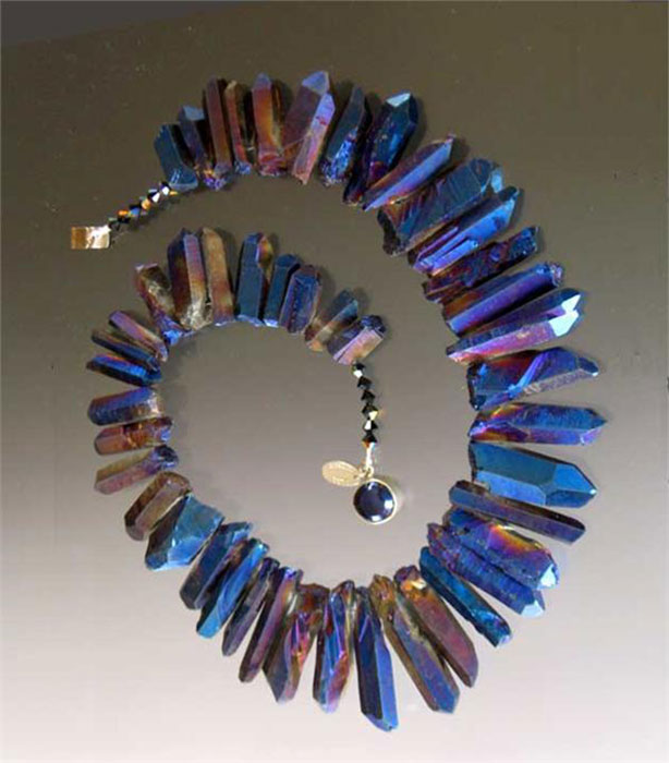 Bess Heitner: Bess Heitner: Iridescent Quartz Necklace (plum, navy, brown) | Rendezvous Gallery