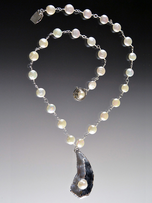 Bess Heitner: Bess Heitner: AAA Freshwater Pearl, Sterling & Oyster Pearl Necklace | Rendezvous Gallery