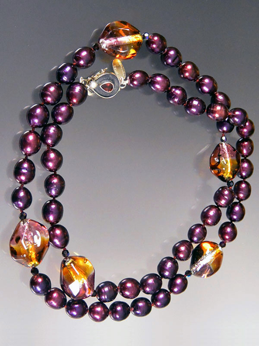 Bess Heitner: Freshwater Pearl & Venetian Glass Necklace | Rendezvous Gallery
