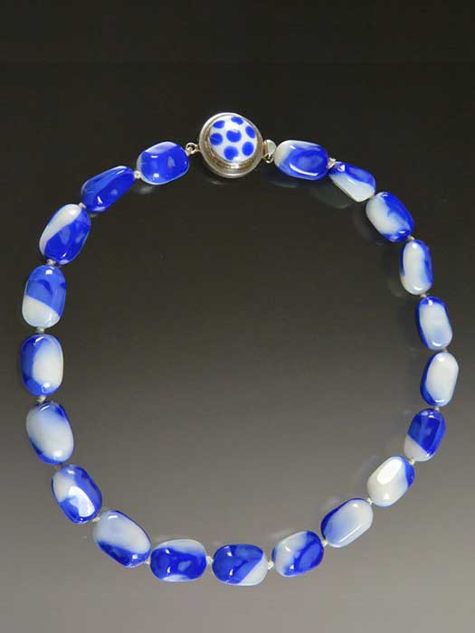 Bess Heitner: Blue & White Czech Glass Necklace | Rendezvous Gallery