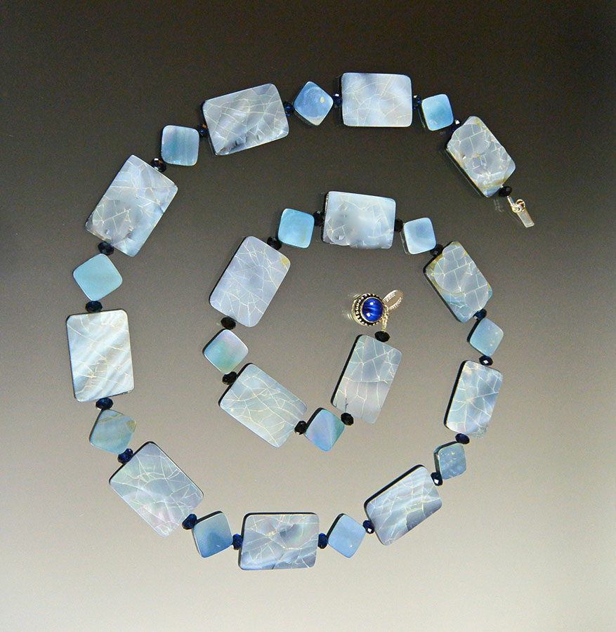 Bess Heitner: Mother of Pearl & Swarovski Crystal Necklace | Rendezvous Gallery
