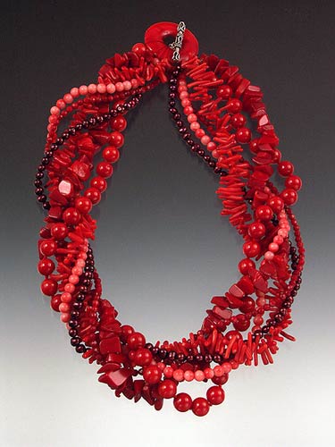 Bess Heitner: Multi-Coral Torsade Necklace | Rendezvous Gallery