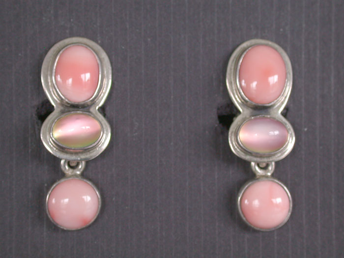 Amy Kahn Russell: Coral & Moonstone Clip Earrings | Rendezvous Gallery