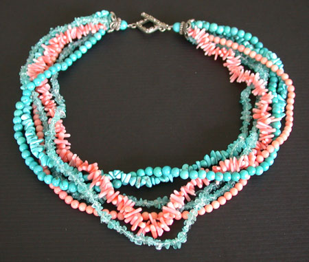 Amy Kahn Russell: Coral, Turquoise & Apatite Necklace | Rendezvous Gallery