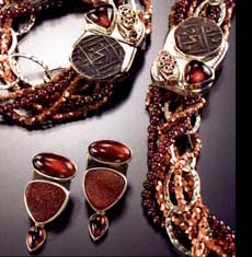 Amy Kahn Russell garnet necklace, bracelet and earrings