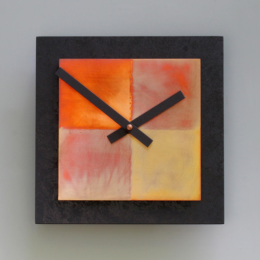 Leonie Lacouette: 8 x 8 Black & Copper Wall Clock | Rendezvous Gallery
