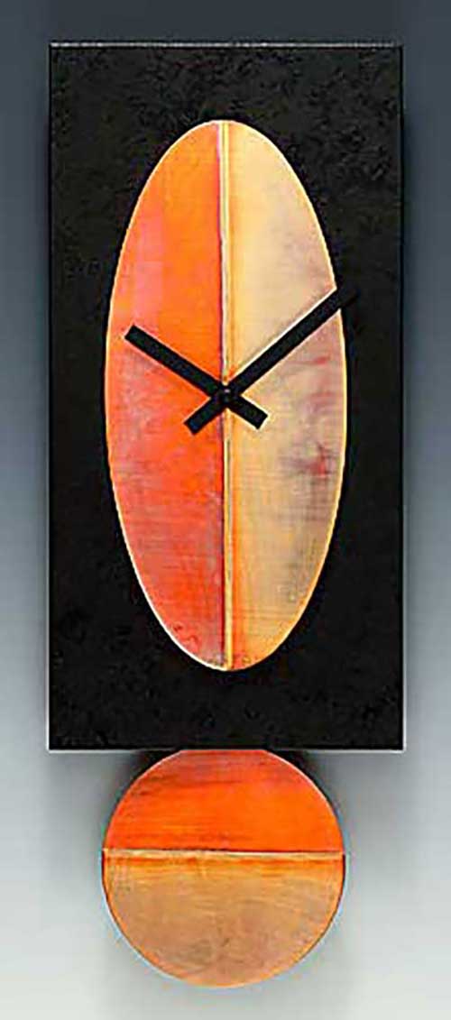 Leonie Lacouette: Black w/Copper Oval Pendulum Wall Clock | Rendezvous Gallery