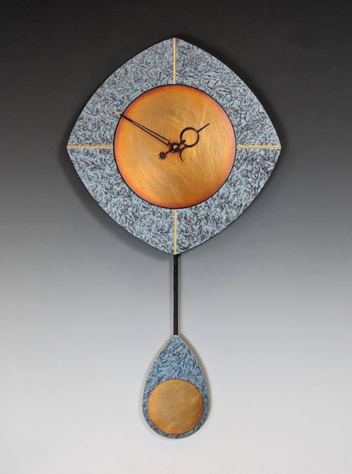 Leonie Lacouette: L-Drop (Blue/Copper) Pendulum Wall Clock | Rendezvous Gallery