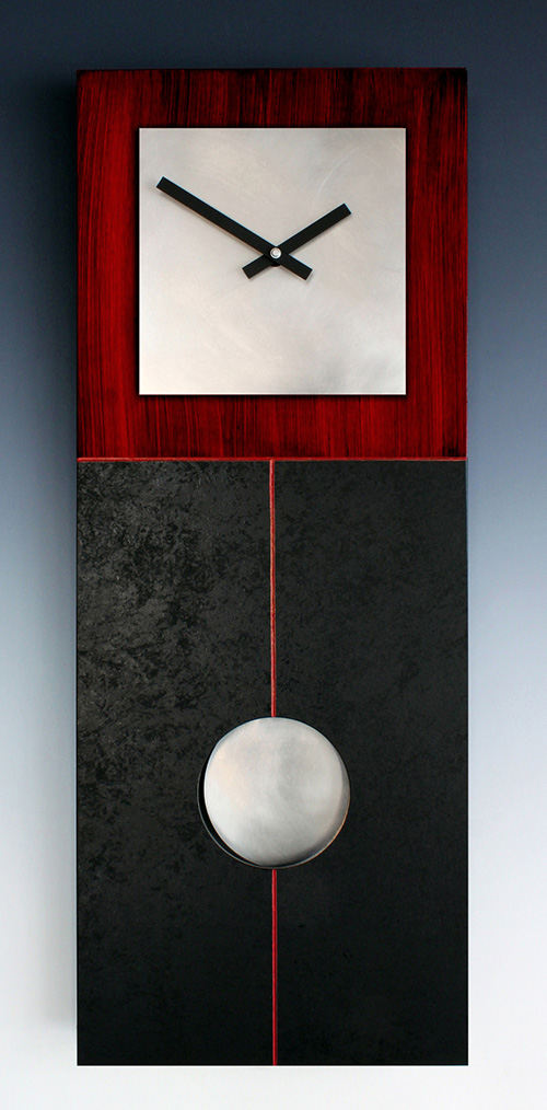 Leonie Lacouette: Jane (Red/Black) Pendulum Wall Clock | Rendezvous Gallery