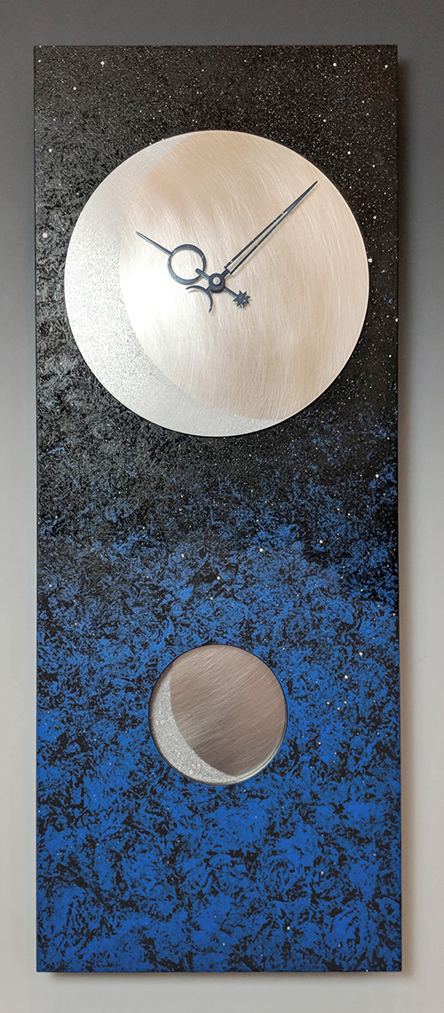 Leonie Lacouette: Moon at Midnight (30 inch) Pendulum Wall Clock | Rendezvous Gallery