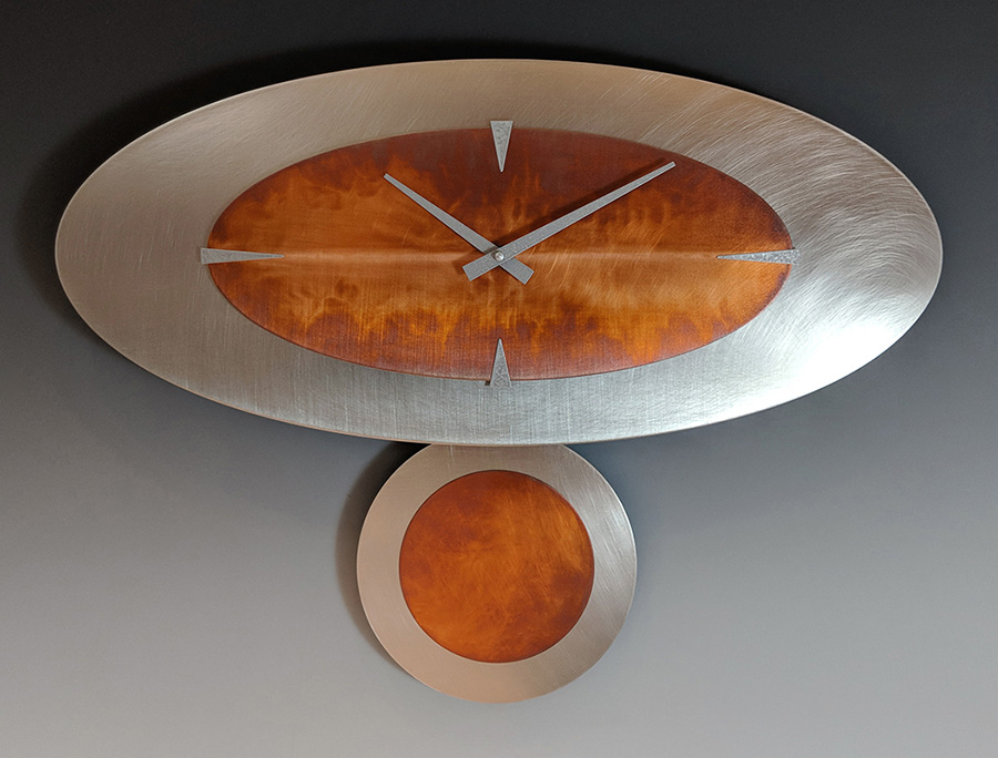 Leonie Lacouette: Stand-Alone (Steel/Copper) Pendulum Wall Clock | Rendezvous Gallery