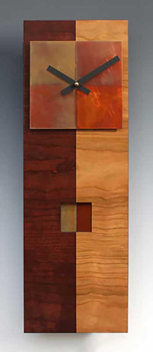 Leonie Lacouette: Two-Tone Cherry Narrow Pendulum Wall Clock | Rendezvous Gallery