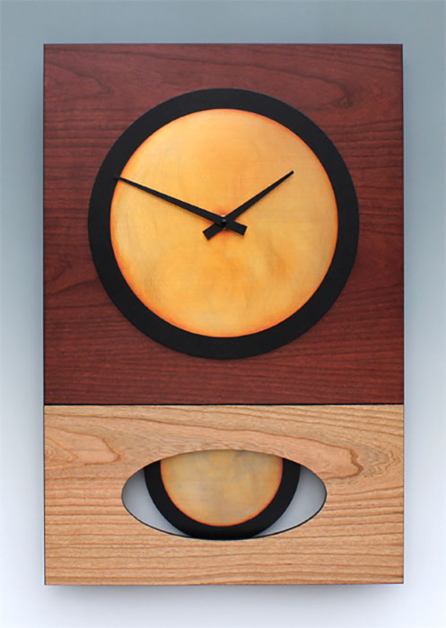 Leonie Lacouette: Walid (Two-Tone Cherry) Pendulum Wall Clock | Rendezvous Gallery