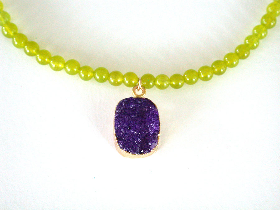 Nance Trueworthy: Drusy & Lime Green Jade Necklace | Rendezvous Gallery
