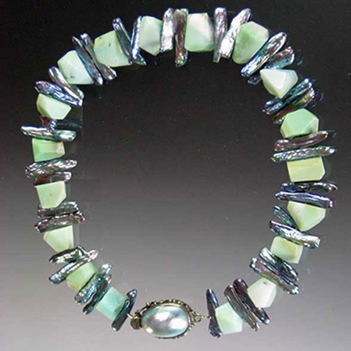 Bess Heitner: Peruvian Opal Peacock Pearl Necklace | Rendezvous Gallery