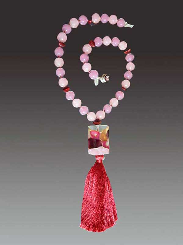Bess Heitner:  Pink/Wine Venetian Arlecchino Tassel Necklace | Rendezvous Gallery
