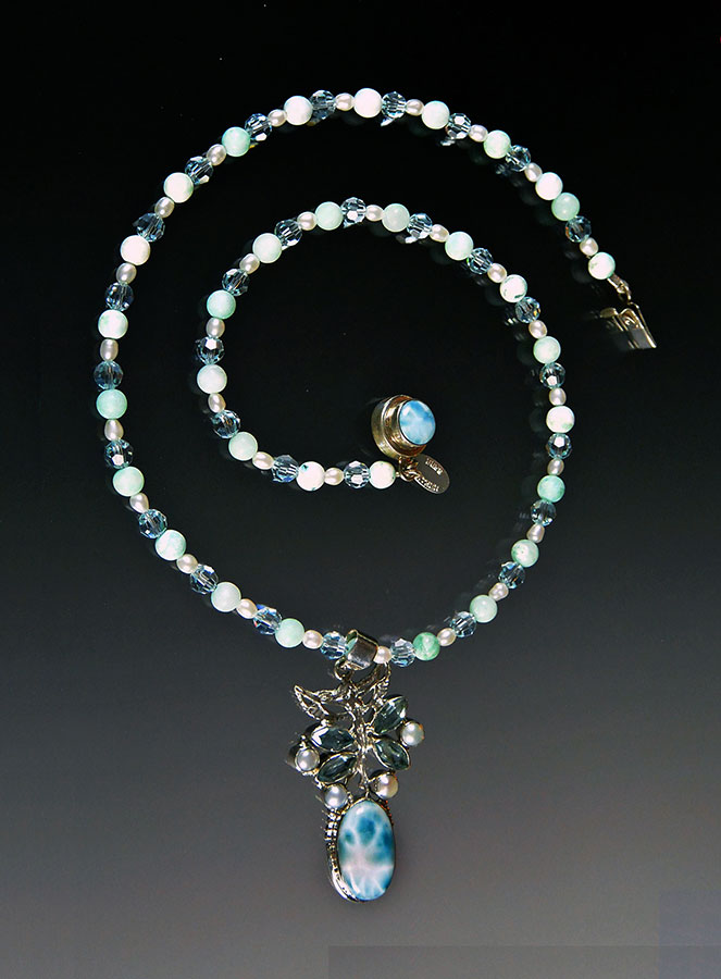 Bess Heitner: Larimar, Crystal & Blue Topaz Necklace | Rendezvous Gallery