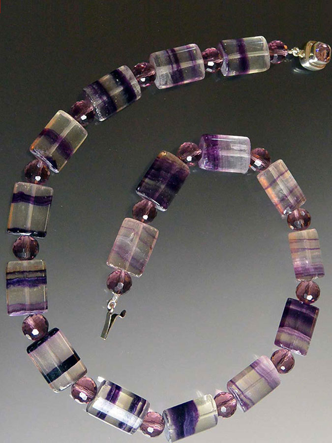 Bess Heitner: Banded Purple Fluorite & Amethyst Necklace | Rendezvous Gallery