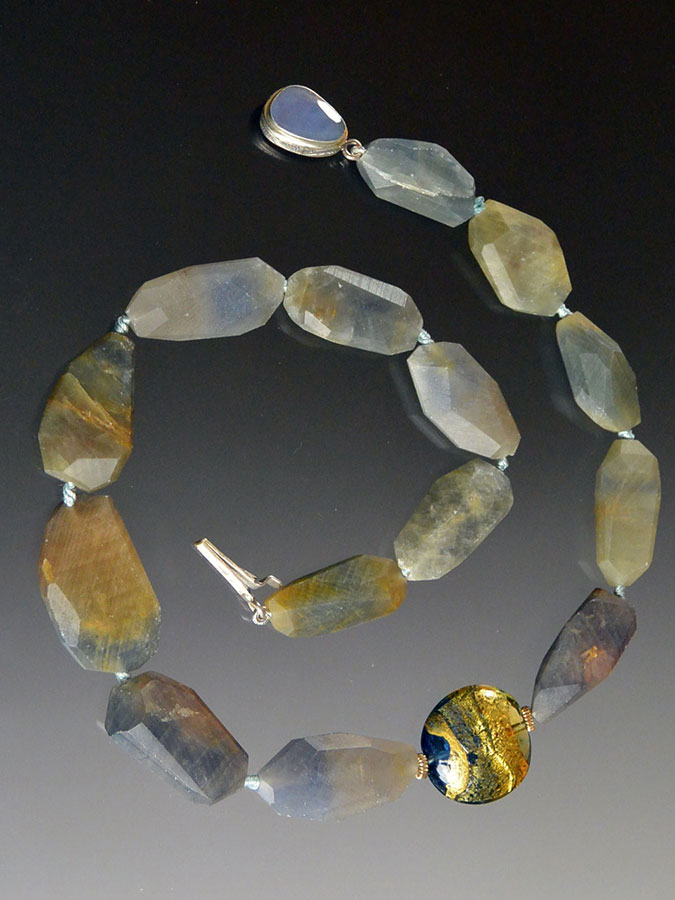 Bess Heitner: Raw Sapphire & Venetian Glass Necklace | Rendezvous Gallery