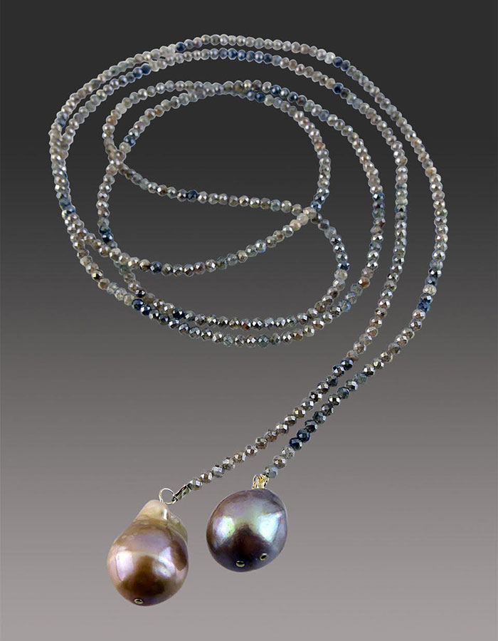 Bess Heitner: South Sea Pearl & Labradorite Lariat Necklace | Rendezvous Gallery