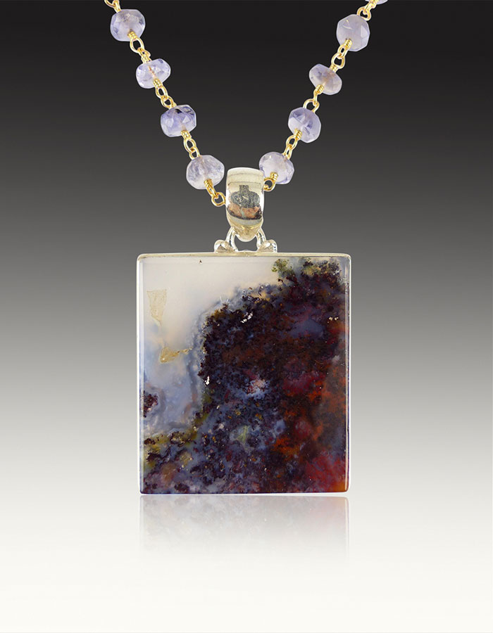 Bess Heitner: Dendritic Agate & Tanzanite Necklace | Rendezvous Gallery