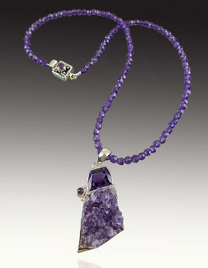 Bess Heitner: Grade AA Amethyst Drusy Pendant and Necklace | Rendezvous Gallery