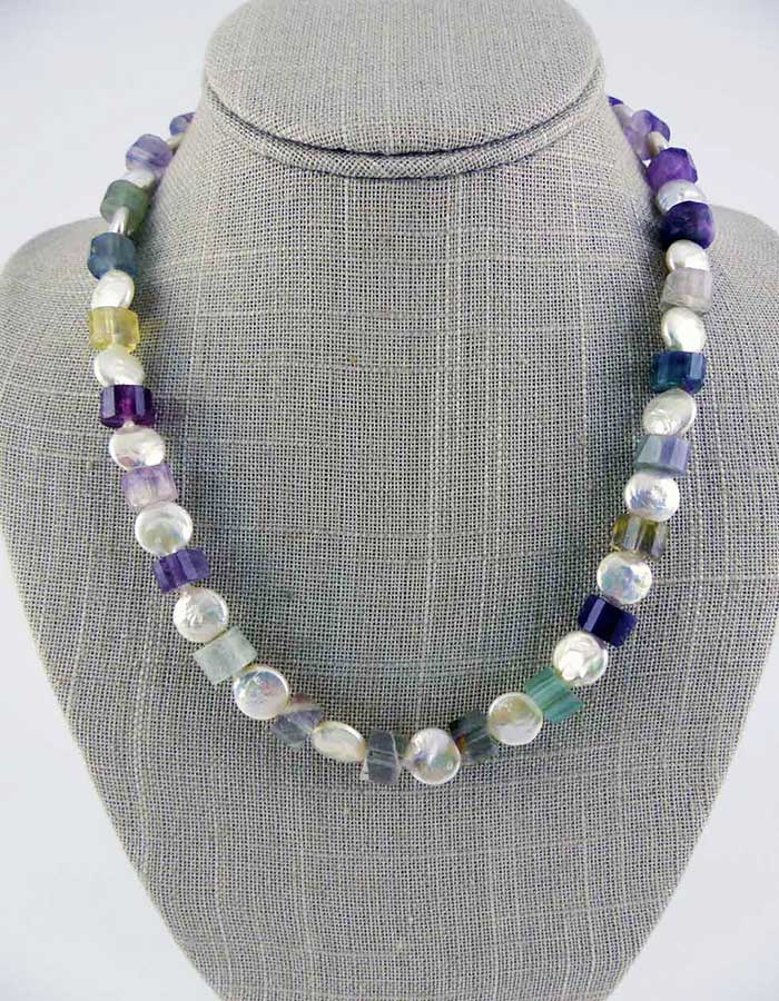 Bess Heitner: Fluorite & Freshwater Pearl Necklace | Rendezvous Gallery