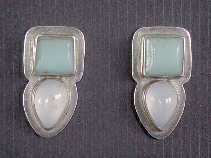 Amy Kahn Russell: Jade & Moonstone Clip Earrings | Rendezvous Gallery