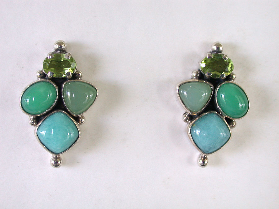 Amy Kahn Russell Online Trunk Show: Peridot, Amazonite & Aquamarine Post Earrings | Rendezvous Gallery