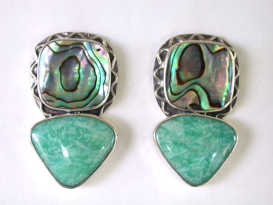 Amy Kahn Russell Online Trunk Show: Abalone & Amazonite Post Earrings | Rendezvous Gallery