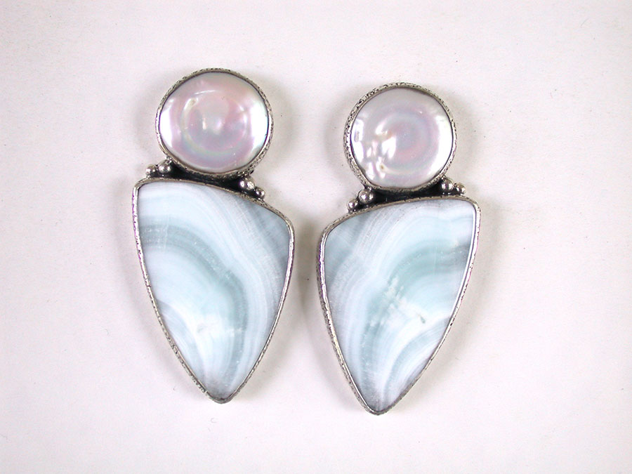 Amy Kahn Russell Online Trunk Show: Freshwater Pearl & Agate Clip Earrings Clip Earrings | Rendezvous Gallery