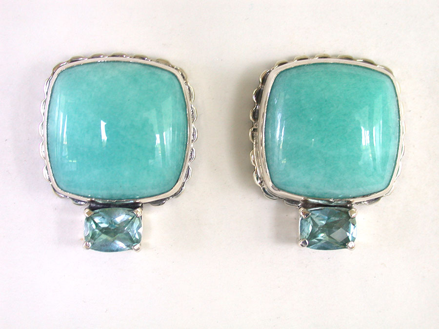Amy Kahn Russell Online Trunk Show: Amazonite & Blue Topaz Clip Earrings Clip Earrings | Rendezvous Gallery