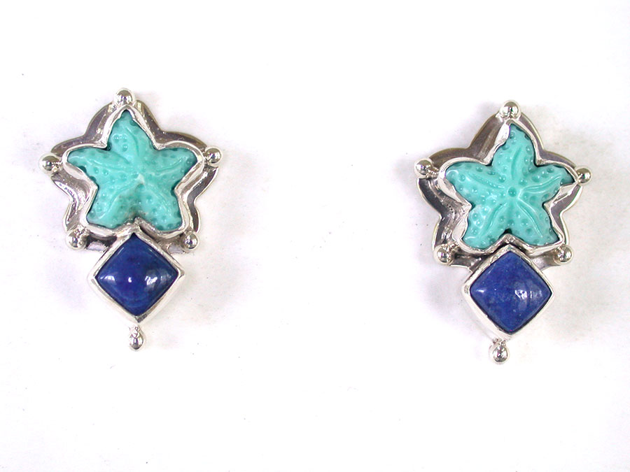 Amy Kahn Russell Online Trunk Show: Turquoise & Lapis Lazuli Post Earrings | Rendezvous Gallery