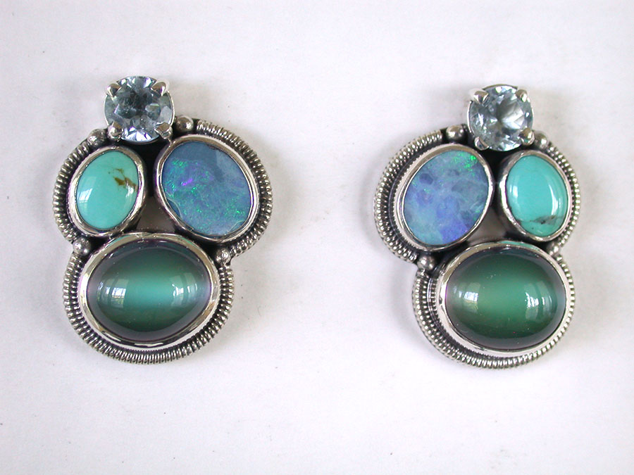 Amy Kahn Russell Online Trunk Show: Blue Topaz, Opal, Turquoise & Moonstone Post Earrings | Rendezvous Gallery