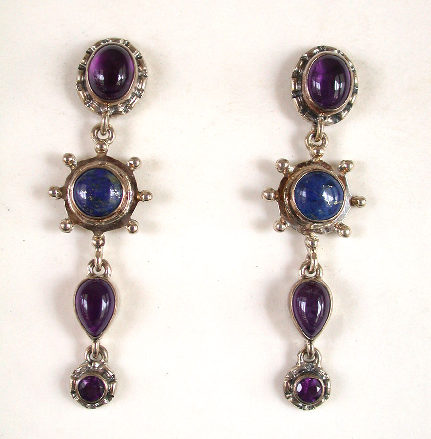 Amy Kahn Russell Online Trunk Show: Amethyst & Lapis Lazuli Post Earrings | Rendezvous Gallery