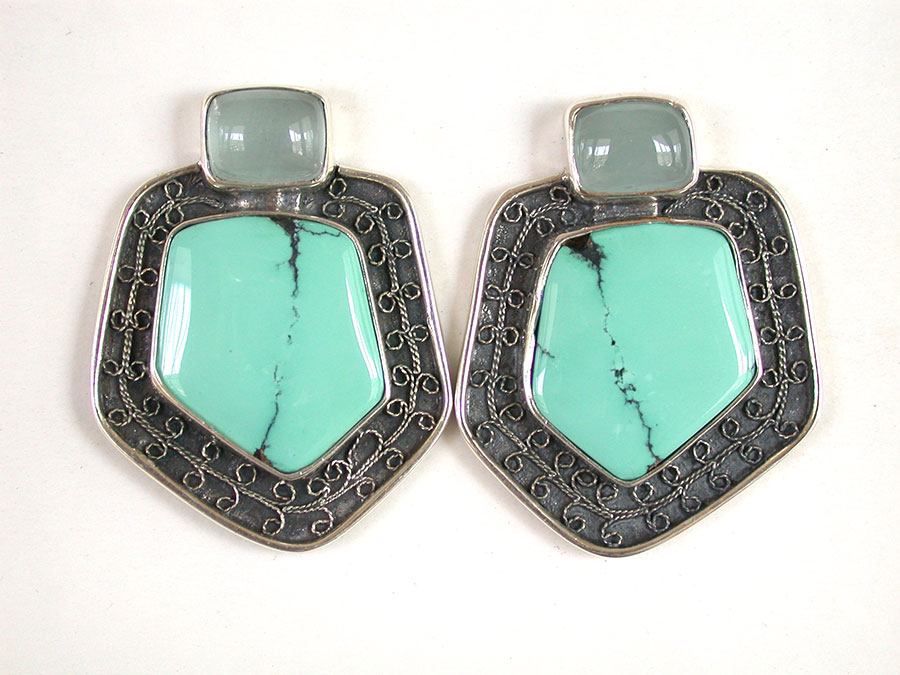 Amy Kahn Russell Online Trunk Show: Aquamarine & Turquoise Clip Earrings | Rendezvous Gallery