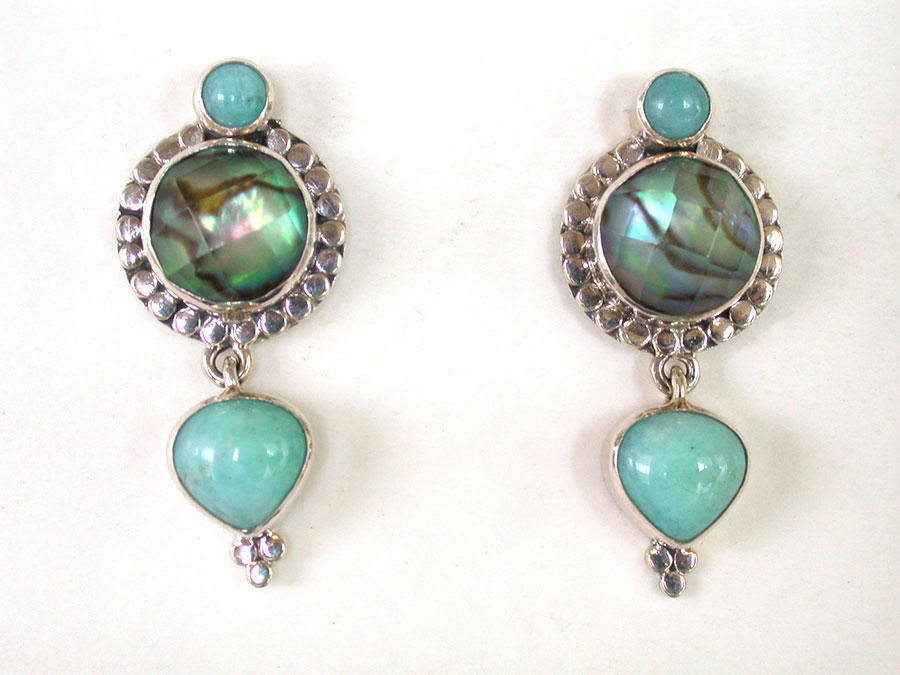Amy Kahn Russell Online Trunk Show: Amazonite & Abalone Post Earrings | Rendezvous Gallery