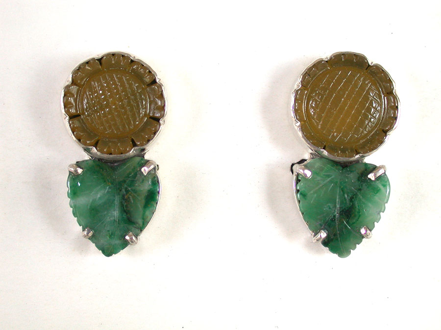 Amy Kahn Russell Online Trunk Show: Carved Agate & Jade Clip Earrings | Rendezvous Gallery