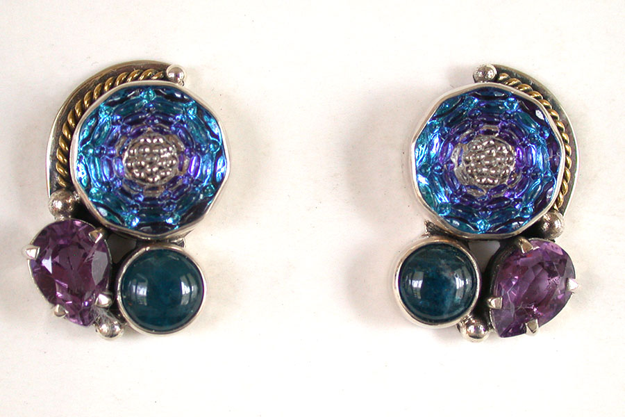 Amy Kahn Russell Online Trunk Show: Vintage Czech Glass, Amethyst & Apatite Post Earrings | Rendezvous Gallery