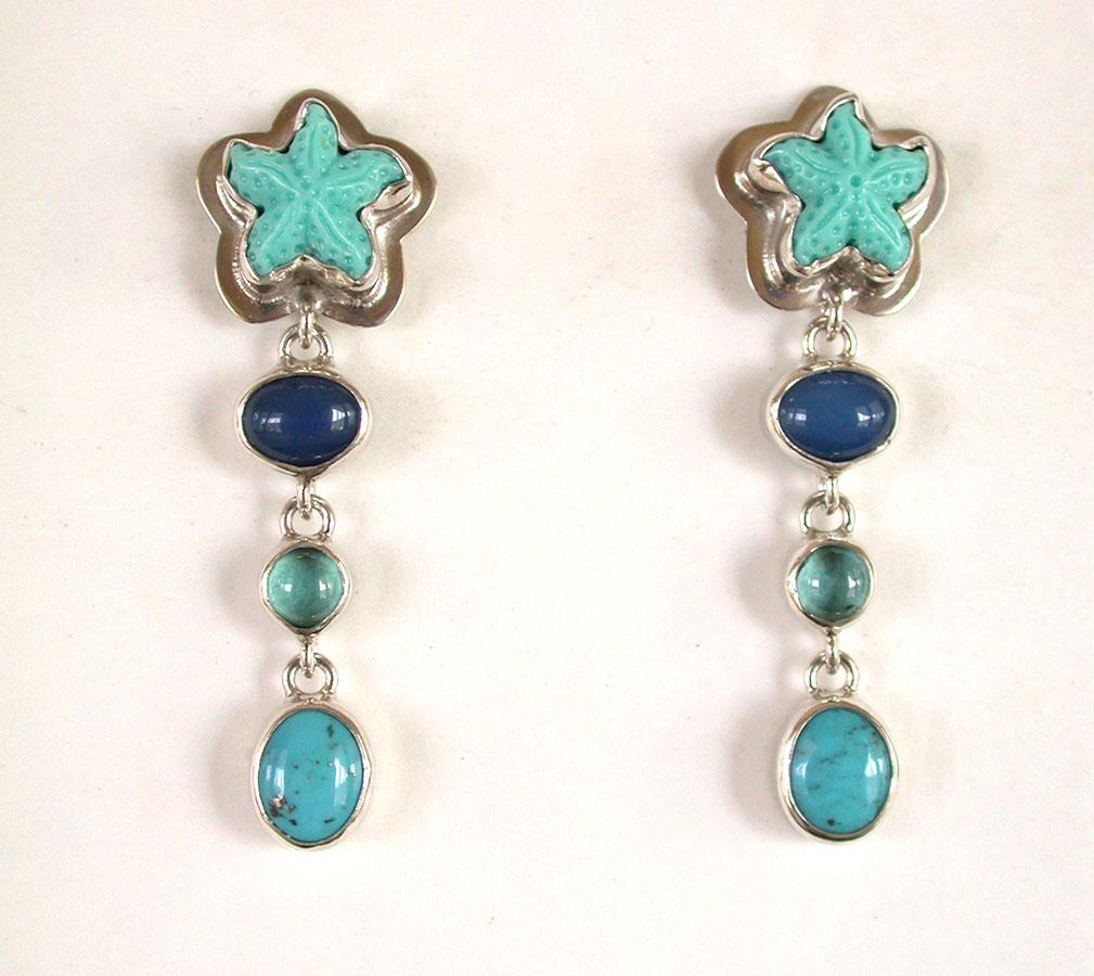 Amy Kahn Russell Online Trunk Show: Turquoise, Lapis Lazuli & Apatite Post Earrings | Rendezvous Gallery