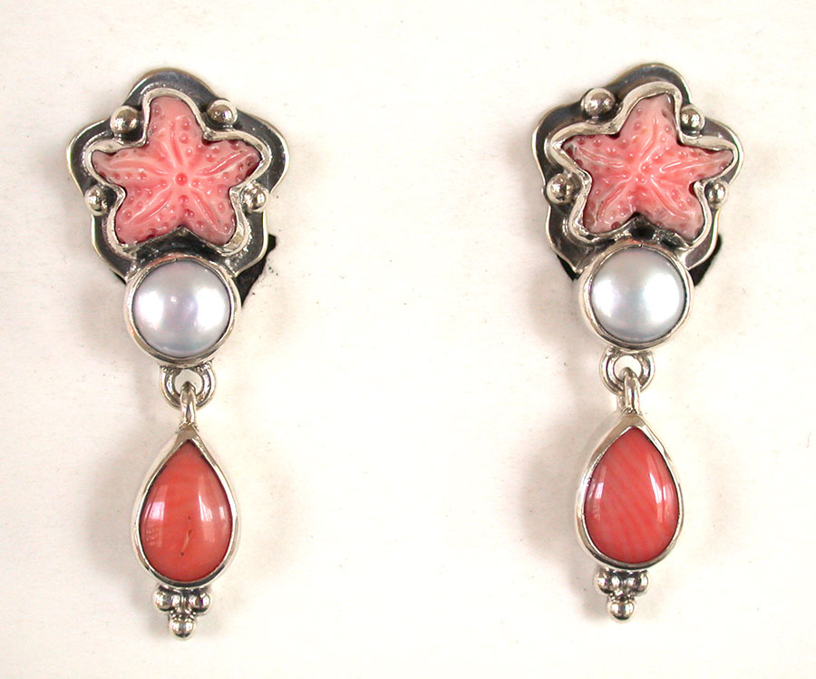 Amy Kahn Russell Online Trunk Show: Coral & Freshwater Pearl Clip Earrings | Rendezvous Gallery