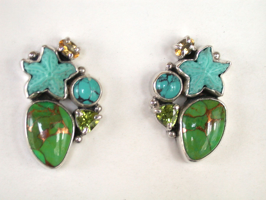 Amy Kahn Russell Online Trunk Show: Turquoise, Peridot & Citrine Clip Earrings | Rendezvous Gallery