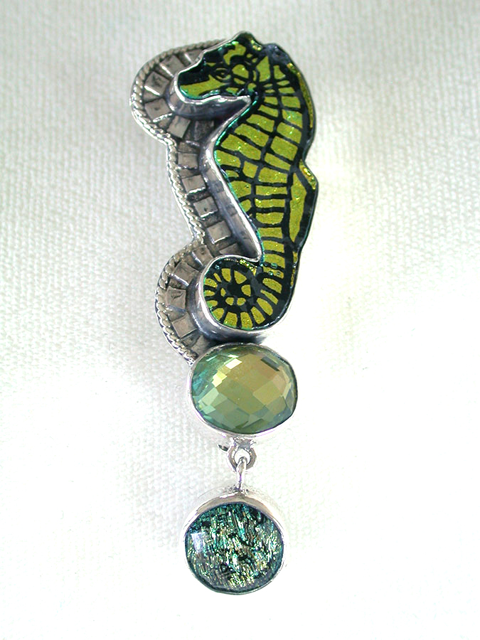 Amy Kahn Russell Online Trunk Show: Dichroic Glass Seahorse Pin/Pendant | Rendezvous Gallery