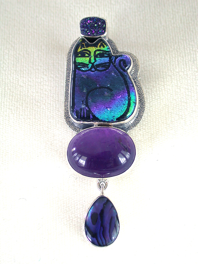 Amy Kahn Russell Online Trunk Show: Drusy, Dichroic Glass, Amethyst & Abalone Pin/Pendant | Rendezvous Gallery