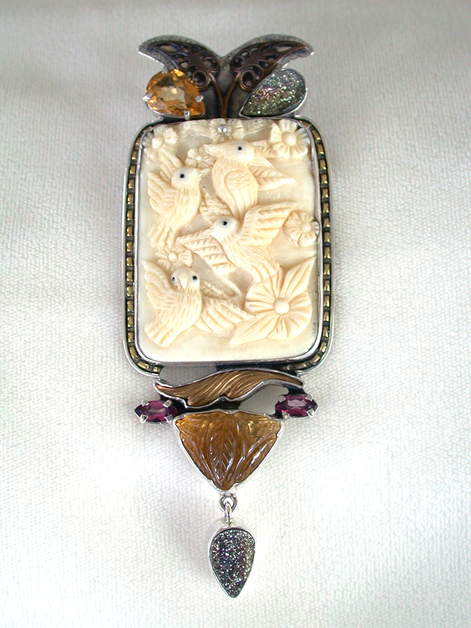 Amy Kahn Russell Online Trunk Show: Citrine, Drusy, Carved Bone & Quartz Pin/Pendant | Rendezvous Gallery