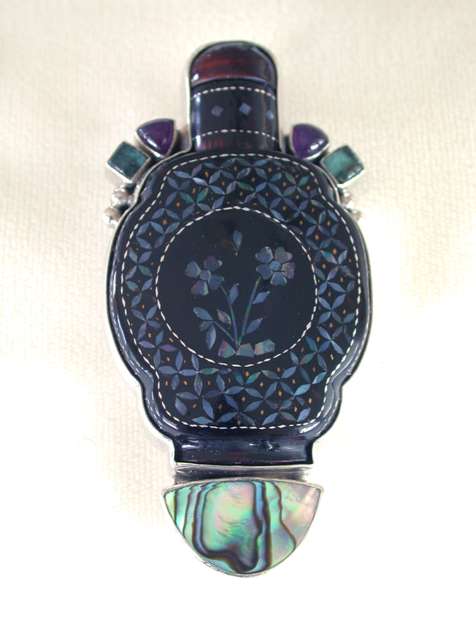 Amy Kahn Russell Online Trunk Show: Inlaid Black Onyx, Amethyst, Apatite & Abalone Pin/Pendant | Rendezvous Gallery