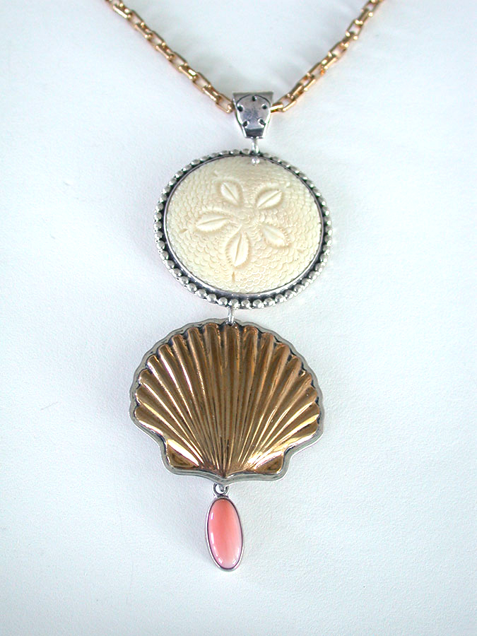 Amy Kahn Russell Online Trunk Show: Carved Bone, Brass & Coral Necklace | Rendezvous Gallery