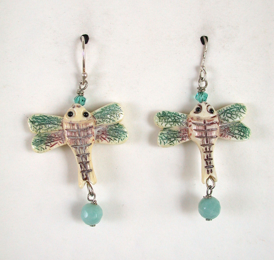 Amy Kahn Russell Online Trunk Show: Crystal, Carved Bone & Amazonite Earrings | Rendezvous Gallery